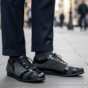 Cortigiani Leather and Suede Bowling Inspired Lace Up Shoes Size 41